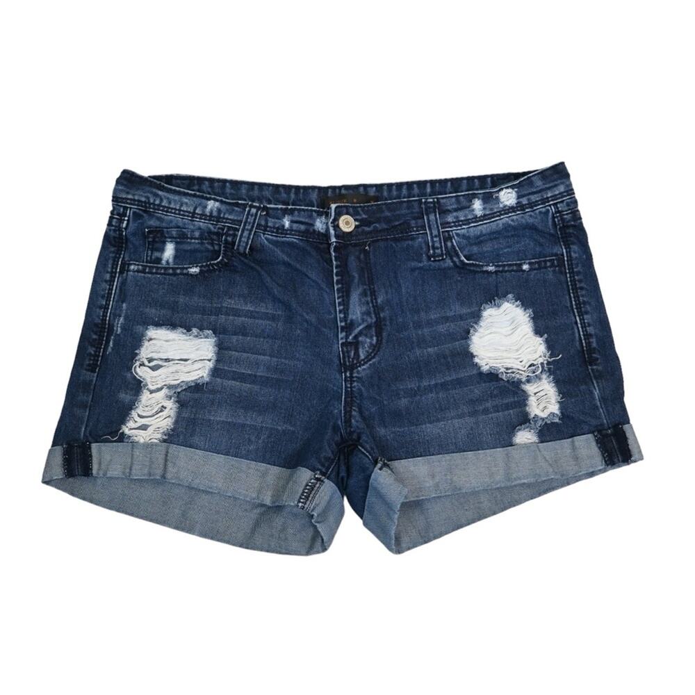Klique B Womens 8 Cuffed Distressed Denim Jean Shorts